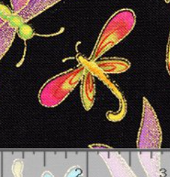 Pint-Sized Pets Metallic Dragonfly DRAGONFLY-M1 BLACK Timeless Treasures Half Yard