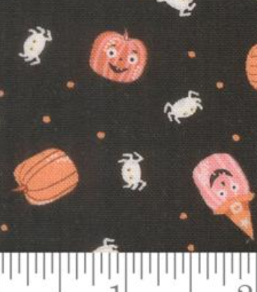 Purrs and Boos Friendly Pumpkin and Spiders Black Cat 39064 16 Elena Amo Moda Half Yard