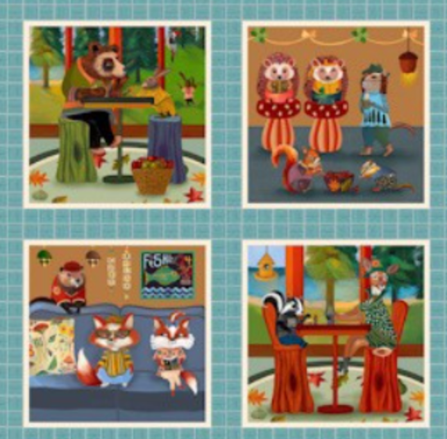Cozy Lounge Cozy Critter Cindy Jackson DDC12914-MULT-D Michael Miller Fabrics Half Yard