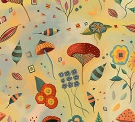 Cozy Lounge Mushroom Mingle Cindy Jackson DDC12908-MULT-D Michael Miller Fabrics Half Yard