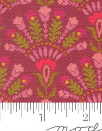 Sitara Damask Opaline Rose Wine Crystal Manning MODA 11983 20 HALF YARD