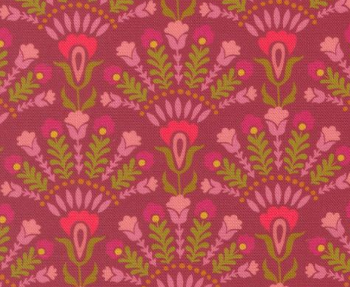Sitara Damask Opaline Rose Wine Crystal Manning MODA 11983 20 HALF YARD