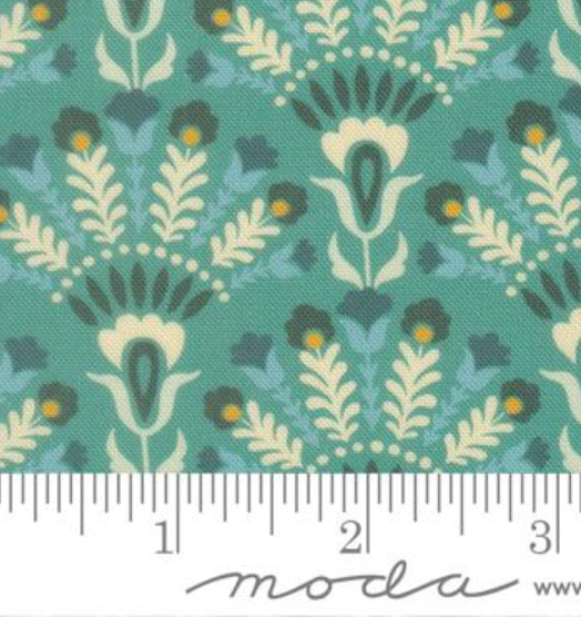 Sitara Damask Opaline Blue Chill Crystal Manning MODA 11983 16 HALF YARD