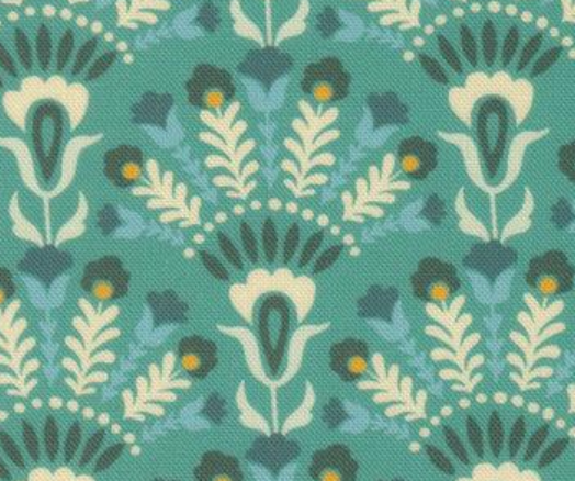 Sitara Damask Opaline Blue Chill Crystal Manning MODA 11983 16 HALF YARD