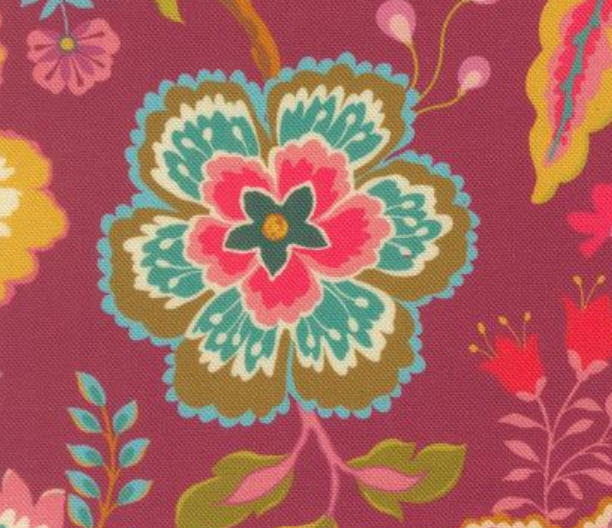 Sitara Jasmine Florals Rose Wine Crystal Manning MODA 11980 20 HALF YARD