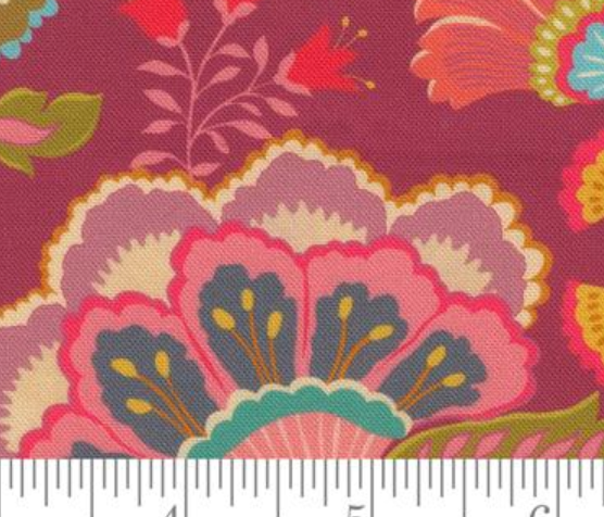 Sitara Jasmine Florals Rose Wine Crystal Manning MODA 11980 20 HALF YARD