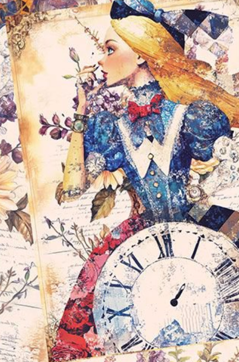 Looking Glass Alice's Dream Collage ERA-CD4021 MULTI Timeless Treasures Half Yard