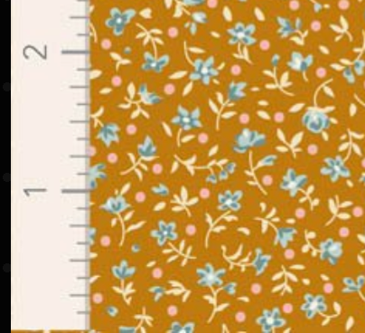 Tilda Village Life Mae Ochre Cotton Fabric 110174 Half Yard (PREORDER SHIPS 10/1)