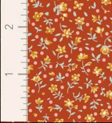 Tilda Village Life Mae Rust Cotton Fabric 110176 Half Yard (PREORDER SHIPS 10/1)