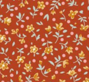 Tilda Village Life Mae Rust Cotton Fabric 110176 Half Yard (PREORDER SHIPS 10/1)