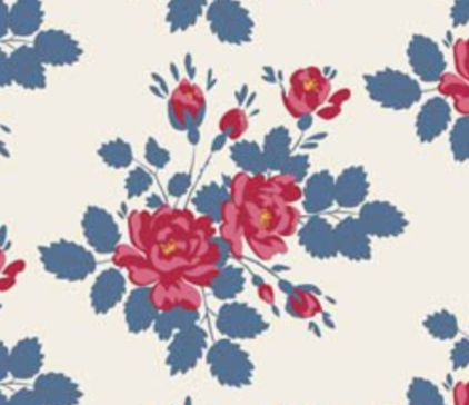 Tilda Village Life Myrtle Blue Cotton Fabric 100698 Half Yard (PREORDER SHIPS 10/1)