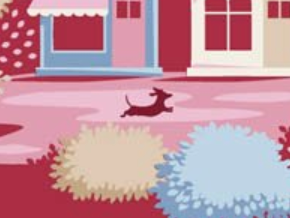 Tilda Village Life Village Burgundy Cotton Fabric 110186 Half Yard (PREORDER SHIPS 10/1)