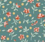Tilda Village Life Mae Teal Cotton Fabric 110178 Half Yard (PREORDER SHIPS 10/1)