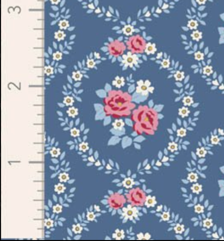 Tilda Village Life Mable Blue Cotton Fabric 100697 Half Yard (PREORDER SHIPS 10/1)