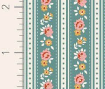 Tilda Village Life Agnes Teal Cotton Fabric 100690 Half Yard (PREORDER SHIPS 10/1)
