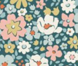 Tilda Village Life Esther Petrol Cotton Fabric 100689 Half Yard (PREORDER SHIPS 10/1)