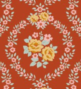 Tilda Village Life Mable Rust Cotton Fabric 100687 Half Yard (PREORDER SHIPS 10/1)