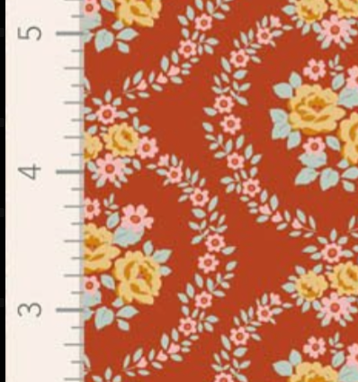 Tilda Village Life Mable Rust Cotton Fabric 100687 Half Yard (PREORDER SHIPS 10/1)