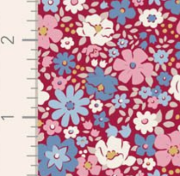 Tilda Village Life Esther Burgundy Cotton Fabric 100695 Half Yard (PREORDER SHIPS 10/1)