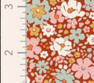 Tilda Village Life Esther Rust Cotton Fabric 100685 Half Yard (PREORDER SHIPS 10/1)