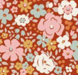 Tilda Village Life Esther Rust Cotton Fabric 100685 Half Yard (PREORDER SHIPS 10/1)