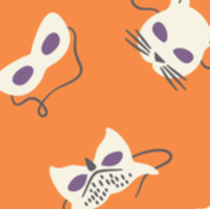 Happy Haunting Mask-arade Orange 230421 Ann Gardner Cloud9 Half Yard