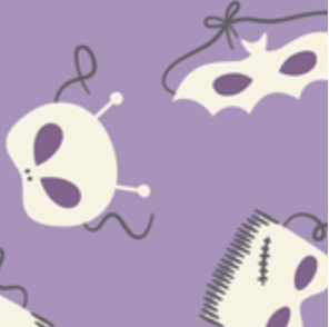 Happy Haunting Mask-arade Purple 230422 Ann Gardner Cloud9 Half Yard