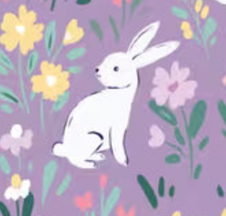 Bunny Blossoms 228415 Bunny Meadow Purple Dominika Godette Cloud9 Half Yard