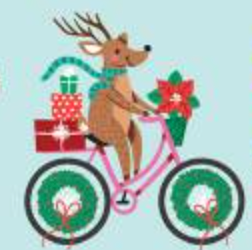 Christmas Miniatures III Christmas Bikes CHM305899LT Pink Light P&B Half Yard
