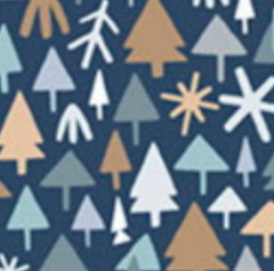 Polar Pals Tiny Trees Dark Blue PPAL05847DB Sally Darby P&B Half Yard