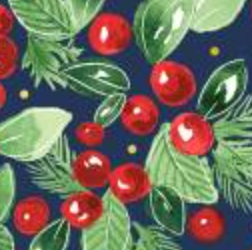 Joyful Berry Branches Dark Blue JOYF05891DB Sara Berenson P&B Half Yard