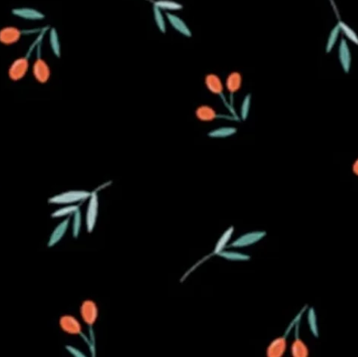 Birdsong Berries and Cherries Black BSON05863K Geetanjali Behera P&B Half Yard