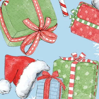 Frost & Fable Gift Toss Light Blue FFAB05799LB Leslie Trimbach P&B Half Yard