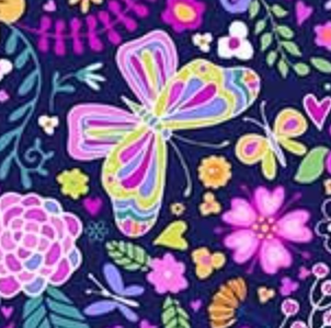 Wide Backs 108" Enchanted Garden Navy WBX11320-NAVY-D Michael Miller