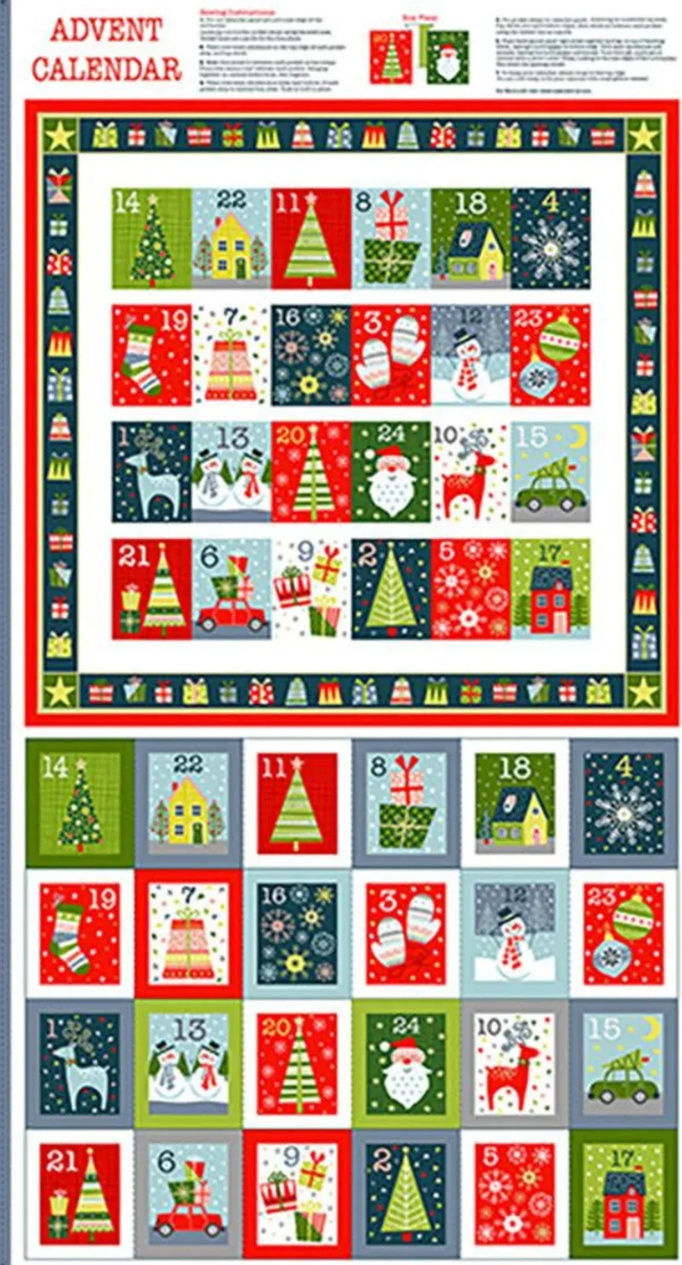 Advent Calendar - Makower Joy 2226 24" panel Metallic 9P
