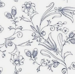 Sew America Flower Vines Navy on White C17350-WHITE J. Wecker Frisch Riley Blake Half Yard