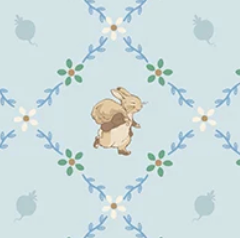 Peter Rabbit & Benjamin Bunny Lattice Light Blue C17254-BLUE Beatrix Potter Riley Blake Half Yard