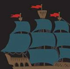 Pirate Tales Main Black C9680-BLACK Echo Park Paper Riley Blake Half Yard