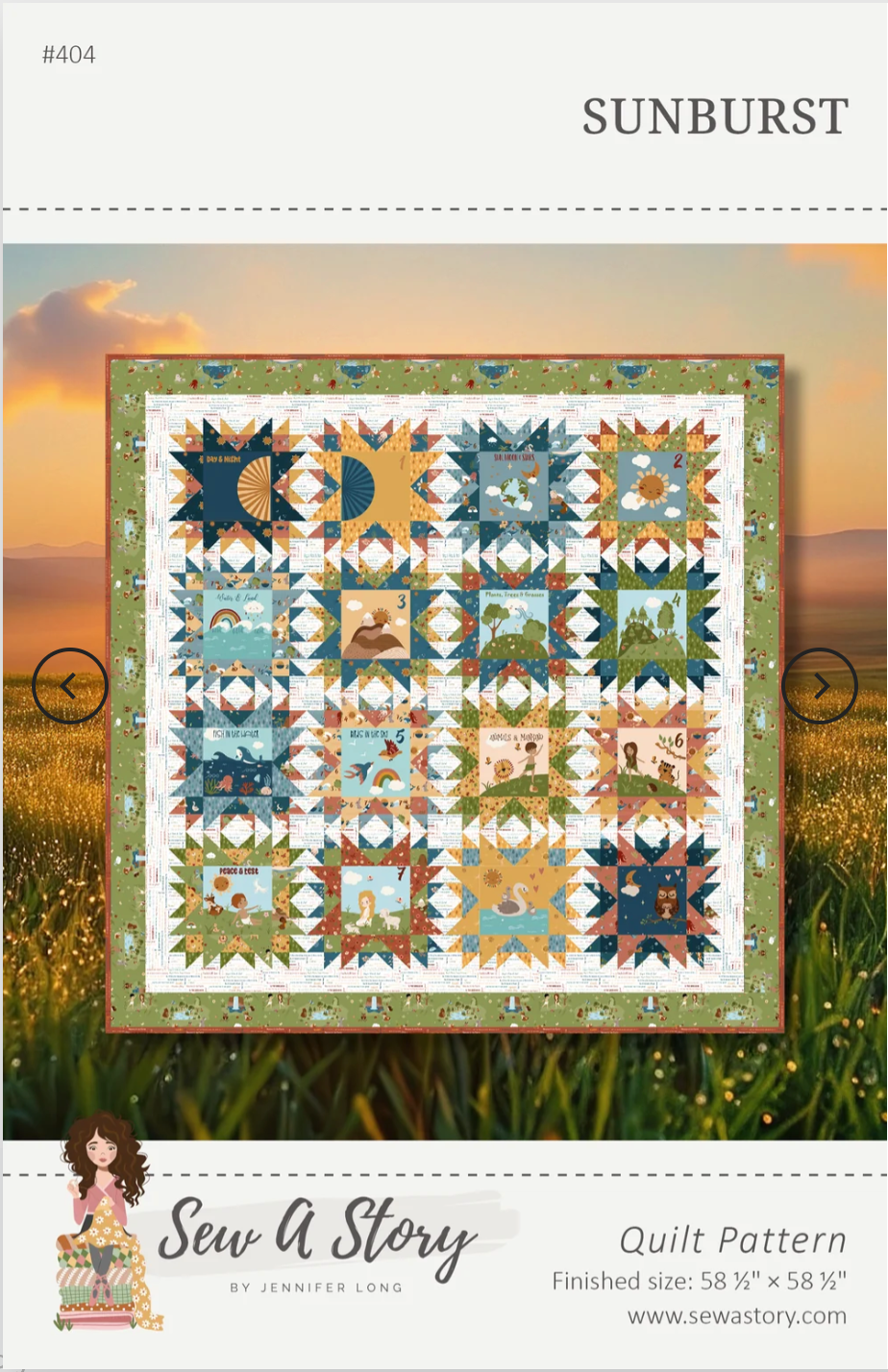 Sunburst Pattern from Sew A Story 58.5 x 58.5 Printed pattern #404