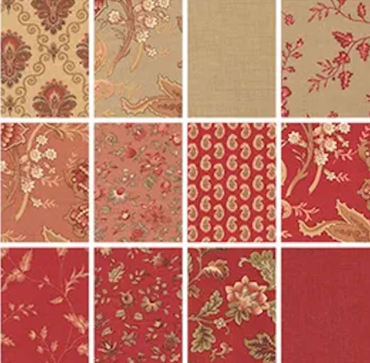 Le Jardin Rouge 2.5" Jelly Roll 36150JR French General Moda
