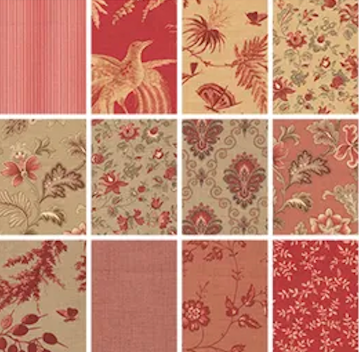 Le Jardin Rouge 10" Layer Cake 36150LC French General Moda