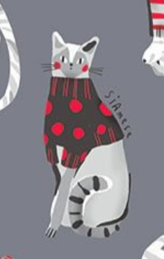 I Heart Knitting KNIT-CD4676 GREY Knitting Cats Timeless Treasures Half Yard