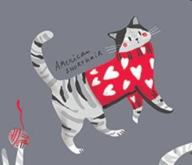 I Heart Knitting KNIT-CD4676 GREY Knitting Cats Timeless Treasures Half Yard