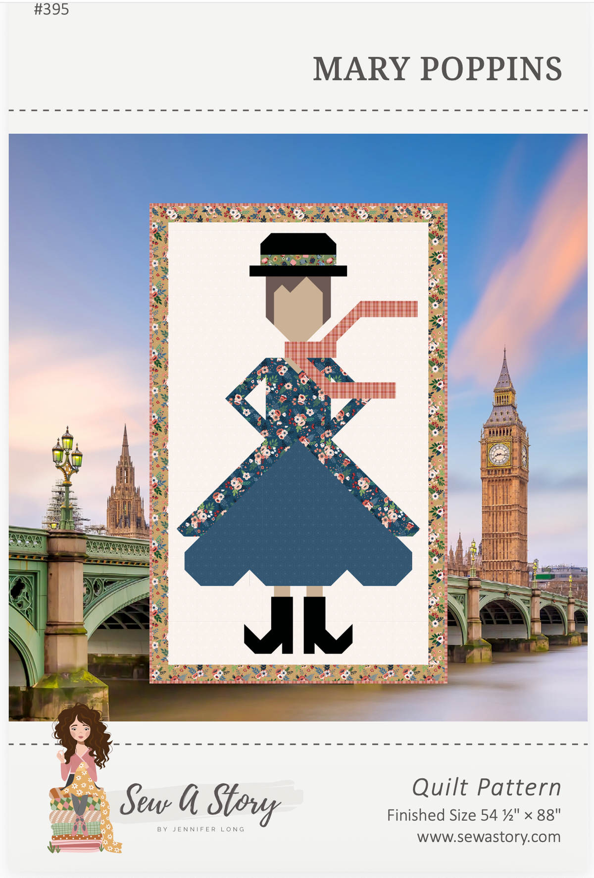 Mary Poppins Printed Pattern Jennifer Long Sew A Story 54.5 x 88"  - #395