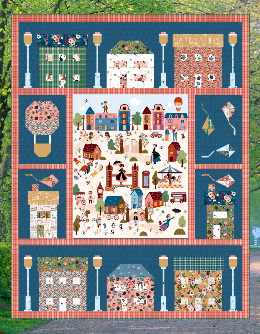 Cherry Tree Lane Panel Quilt Printed Pattern - Jennifer Long Sew A Story - #398