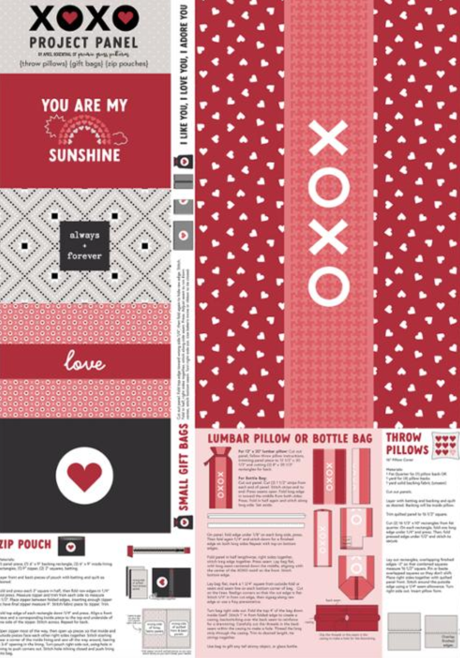 XOXO 36" x 60" Panel 24146 11 April Rosenthal Moda