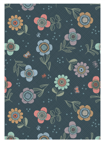 Jaynie Flower Dash On Charcoal L32C Lewis & Irene Half Yard