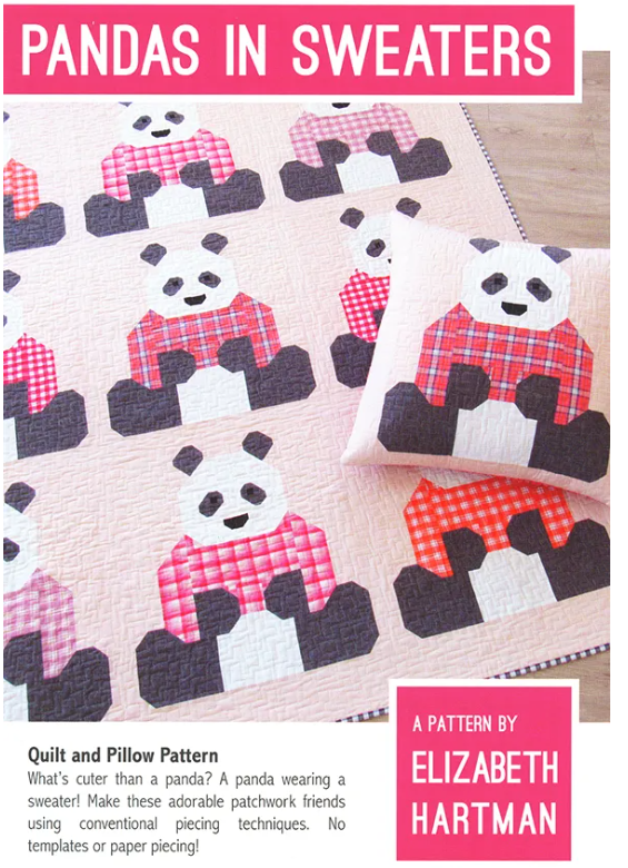 Pandas in Sweaters Quilt Pattern EH 064 Elizabeth Hartman Moda Fabrics