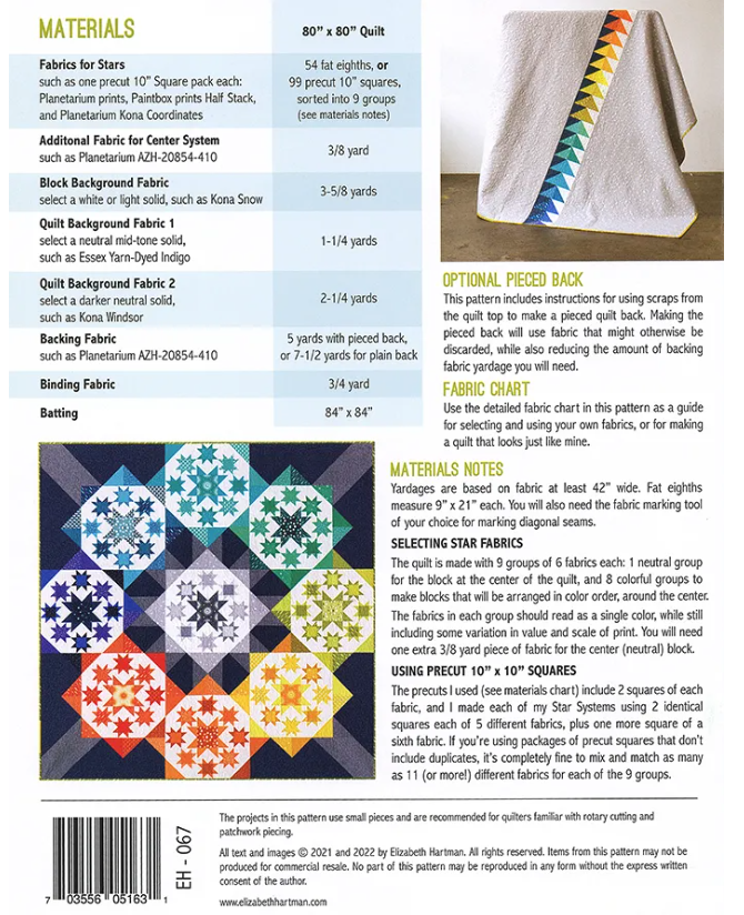 Star System Quilt Pattern EH 067 Elizabeth Hartman Moda Fabrics