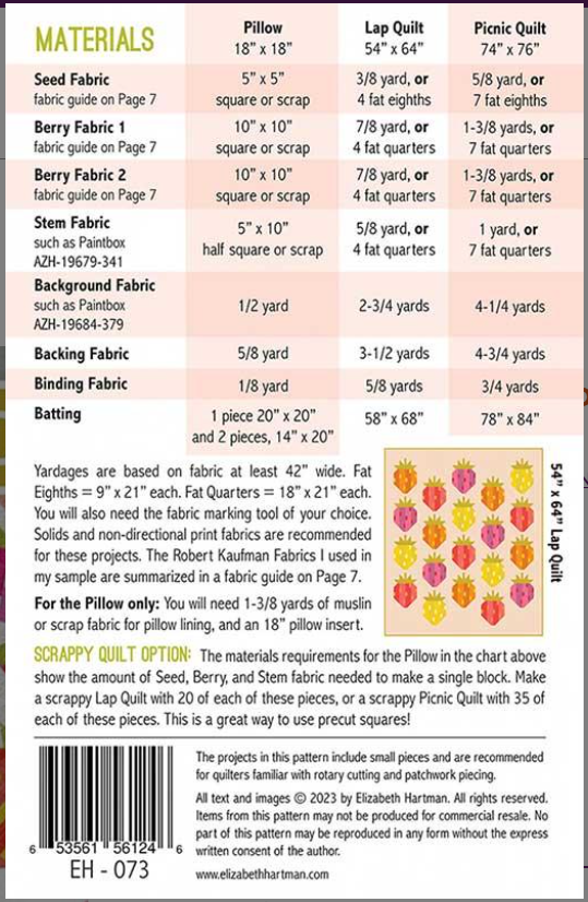 Berry Season Quilt Pattern EH 073 Elizabeth Hartman Moda Fabrics